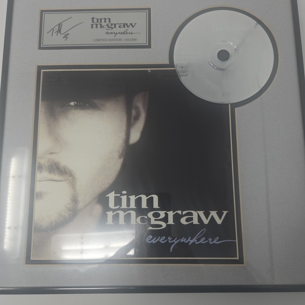 Tim McGraw Platinum Everywhere CD‎ – Framed & Signed Limited Edition 118/2500